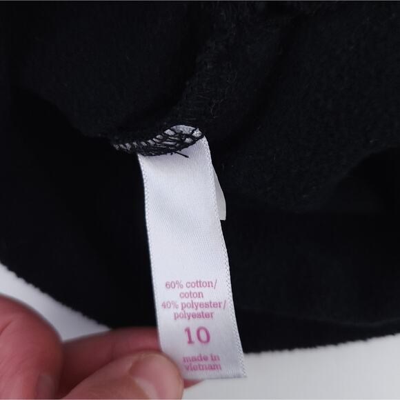 Justice Crop Sweatshirt Size 10 Make Peace Happen Studded Black Pink Hip Hop - Picture 3 of 6